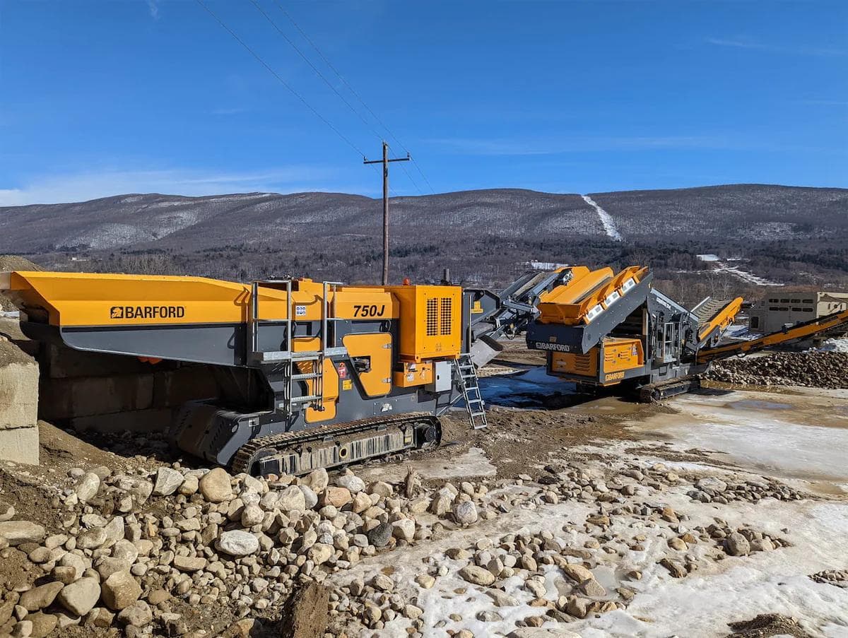 crusher and screener crushing and sorting rock in a remote location