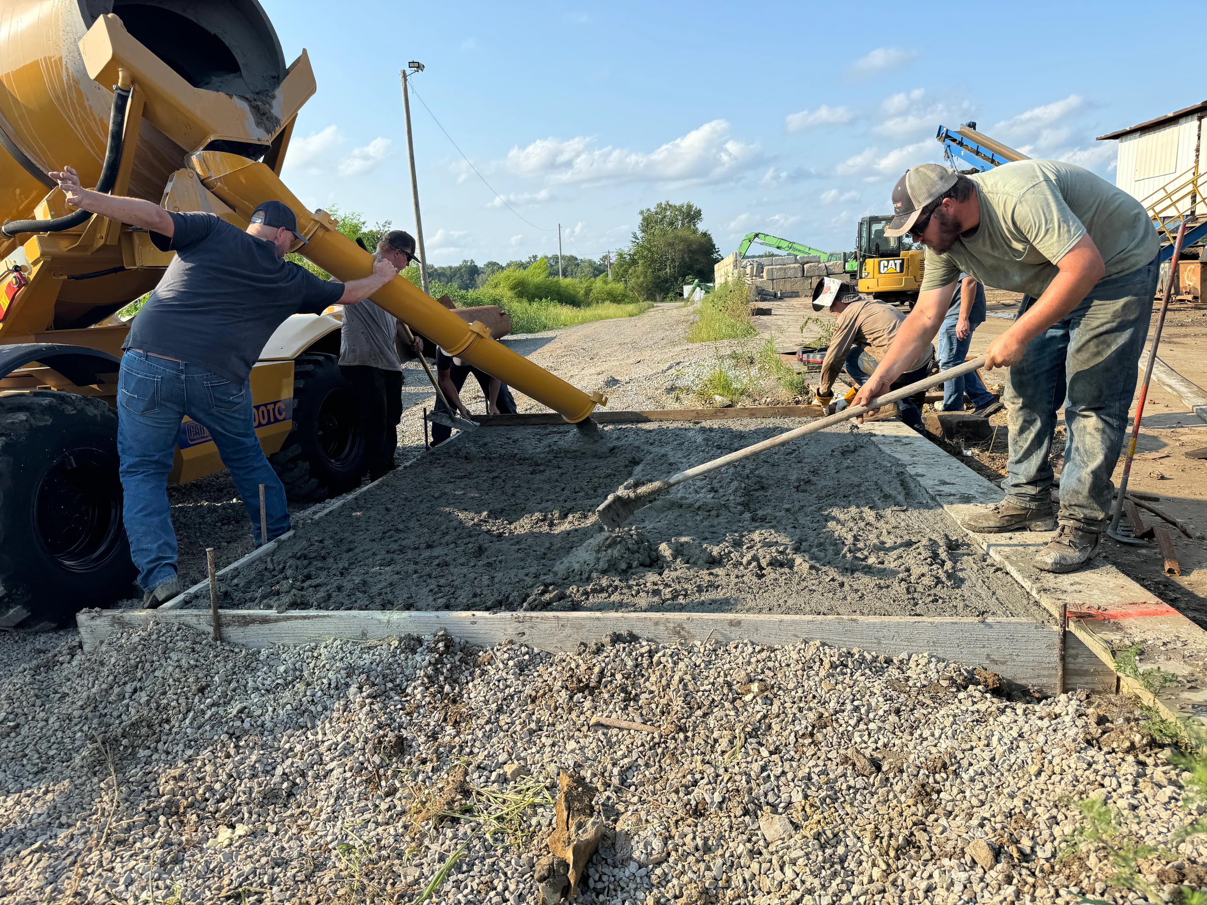 Carmix 3500tc pouring concrete at a customers site
