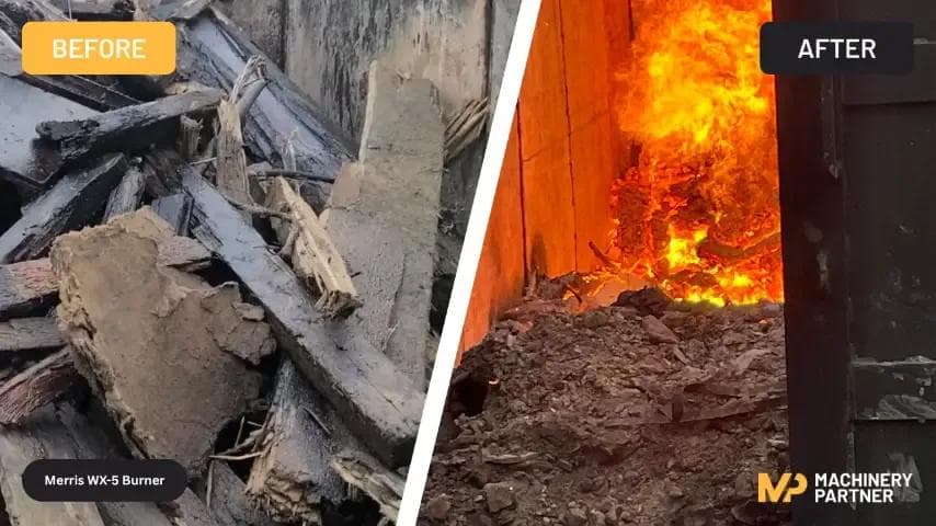 Air Curtain Burner before and after picture