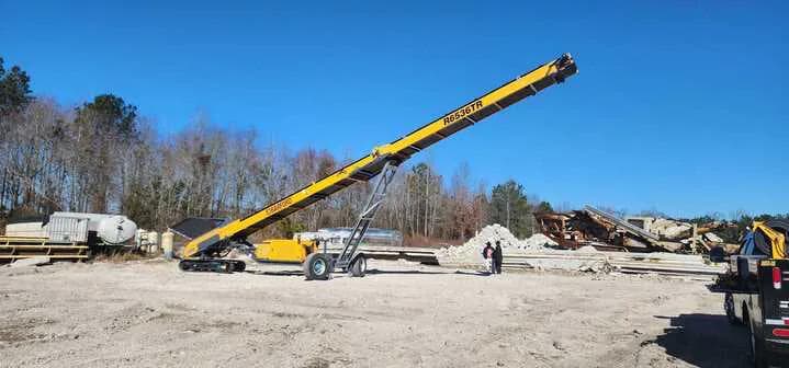 yellow large barford radial conveyor / stacker onsite