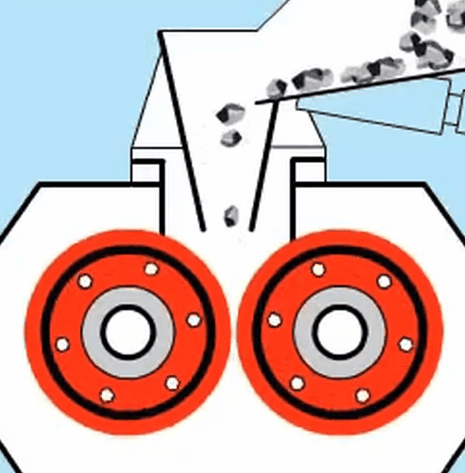 Inside view of a roller crusher