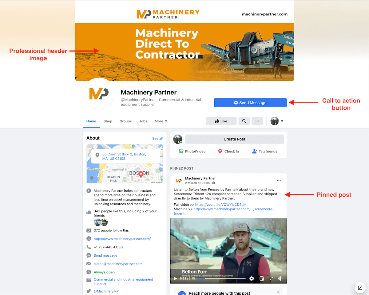 Facebook page overview