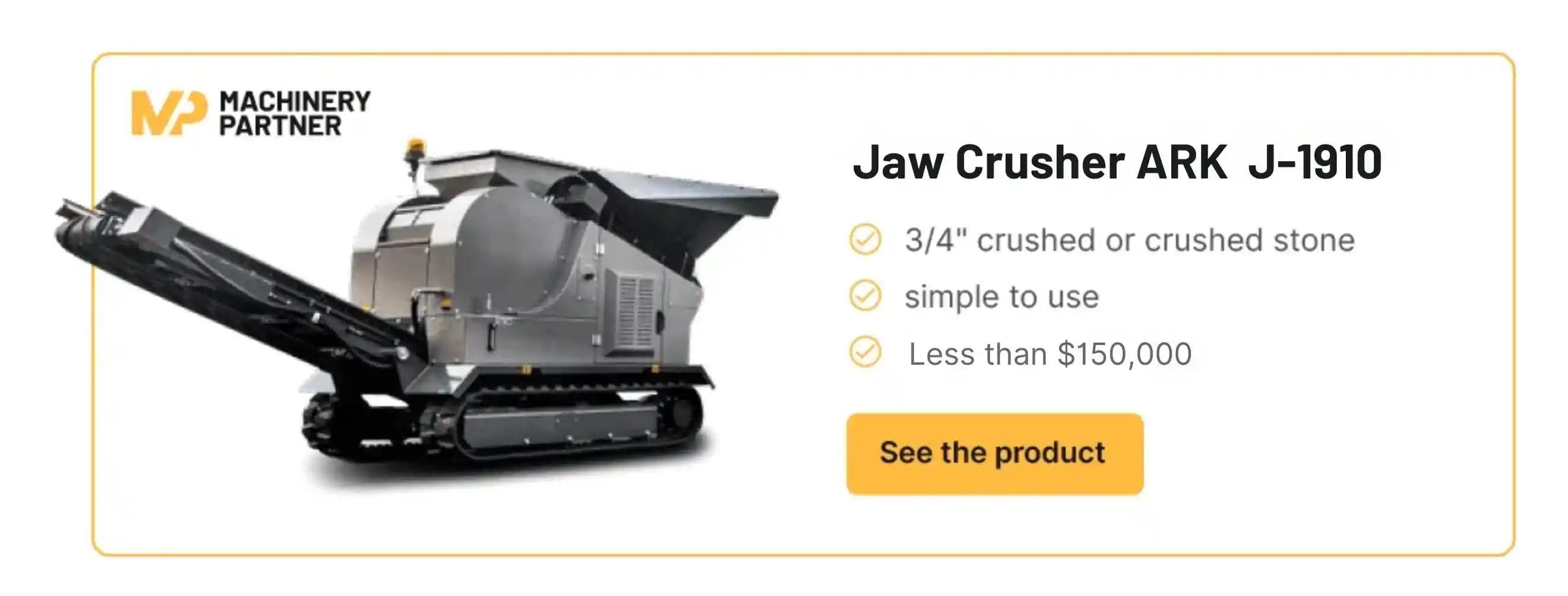 product overview for ark J1910 jaw crusher and link to access product