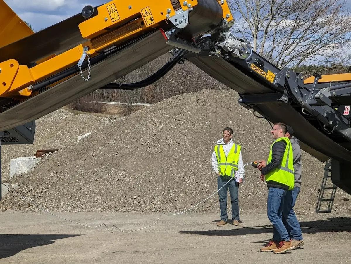 David and Chandler onsite doing a set up on a Barford SR124 screener