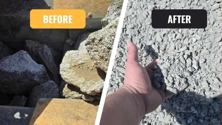Barford 750J Crusher - Concrete recycling before/after