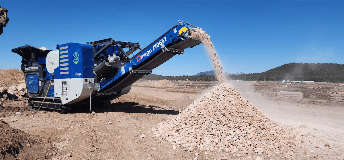 Omega j1065t crushing stone onsite