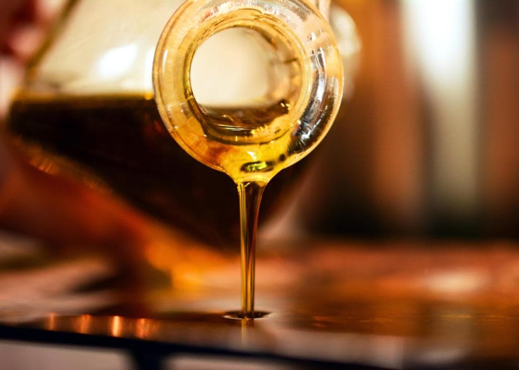 Oil pouring from a bottle