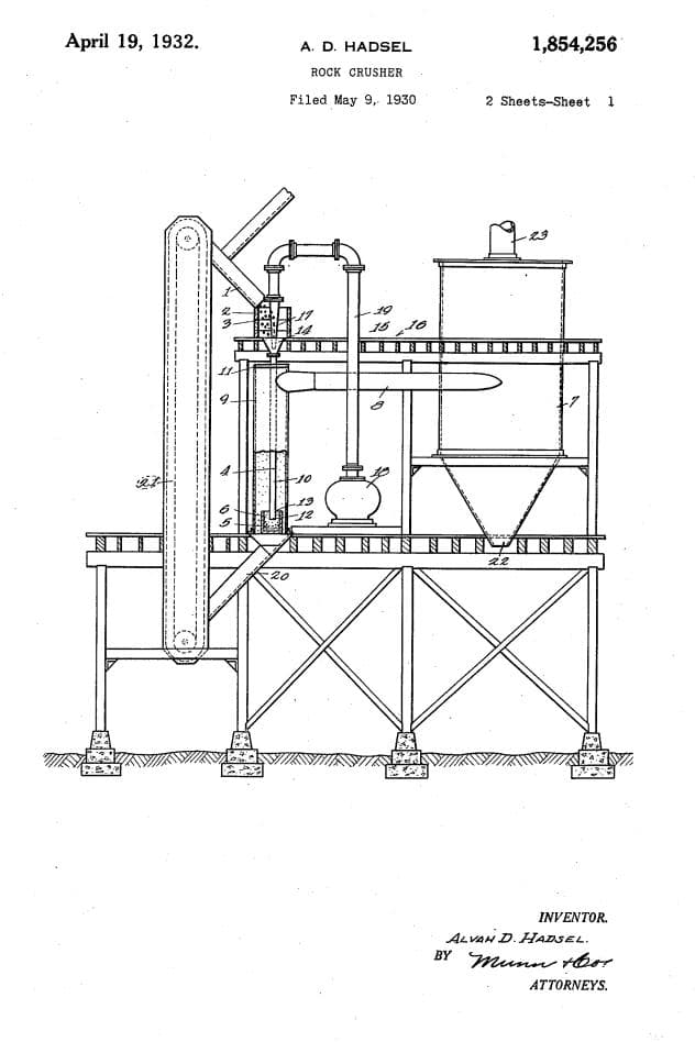 first rock crusher patent in the united states by a. d. hadsel